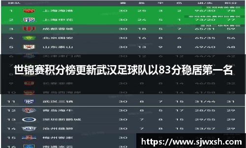 世锦赛积分榜更新武汉足球队以83分稳居第一名
